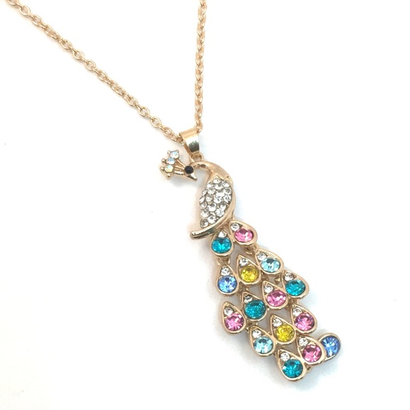 Cherryl's Jewelry - Multicolor Rhinestone Peacock Necklace